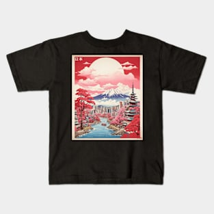 Japan Cherry Blossom Vintage Tourism Travel Poster Kids T-Shirt